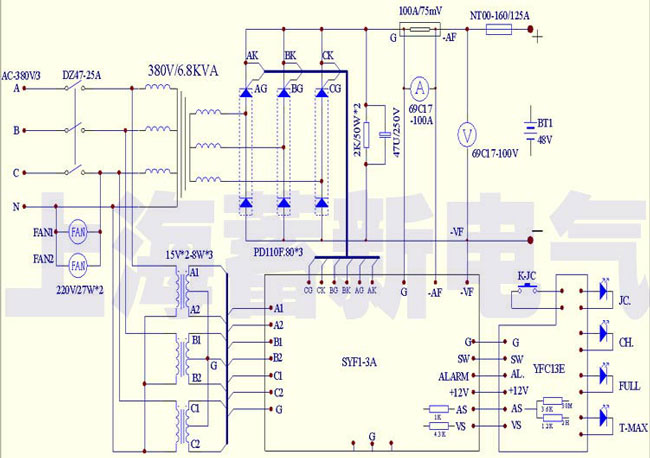 蓄電池充電機電氣原理圖紙