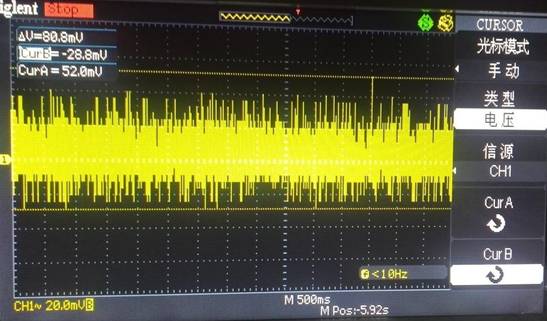 接了 470μF 濾波電容之后的紋波圖 接了 470μF 濾波電容之后的紋波圖
