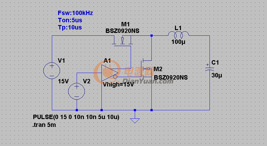 buck型同步直流穩(wěn)壓電源整流電路圖
